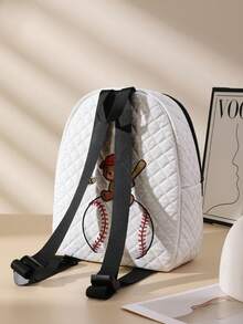 1pc Rhombus Pattern Backpack, School Bag, Storage Bag, Travel Storage Backpack, Animal Print Design, Large Capacity Foldable Easy Storage Bag, Lightweight Burden Reduction, Reinforced Double Shoulder Straps + Zipper Closure, Large Capacity Storage More Organized, Convenient And Practical For Retrieving Items, Suitable For Student School Bag, Girl's Commuter Backpack, Short Trip Bag, Campus Casual Backpack, Applicable For School Books, Daily Commute, Outdoor Travel - Multicolor - View 6