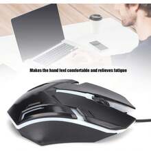 Ratón de Computadora con Cable, Puerto USB, Ratón Óptico Luminoso, Conexión Plug and Play, Operación Sencilla, Ideal para Juegos, Oficina y Negocios (Negro) - Negro - Ver 2