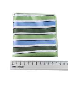 ZLQ&GOU 2 PCS Fresh Green Striped Men's Tie, Polyester Jacquard Tie & Pocket Square Set, Suitable For Gentleman College Gathering Party Neck Accessory - Mint Green - View 5