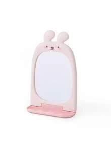1 pieza Espejo de tocador con diseño de conejo lindo para habitación infantil, espejo de pared para guardería con repisa de almacenamiento para pinzas de cabello, artículos de bebé y artículos esenciales - Multicolor - Ver 8