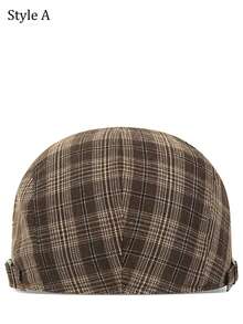2 Gaya Topi Newsboy Kotak-kotak & Patchwork, Topi Beret Ivy Datar Vintage untuk Pria & Wanita - Kotak-kotak - View 8