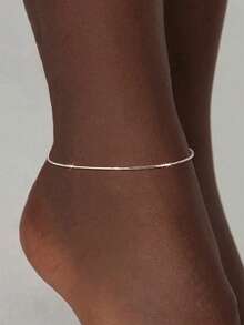 Minimalist Versatile 925 Sterling Silver Snake Chain Anklet, Low-Allergenic Unique Summer Accessory, Suitable For Busy Women - Anklets - View 2