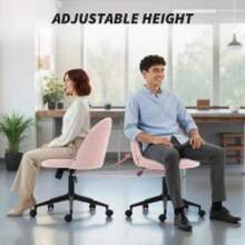 Teddy Fleece Office Chair With Wheels - Light Pink On-Site - Pink + Fleece - View 7