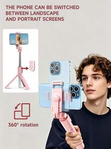 TOKQI Bluetooth Extendable Tripod Selfie Stick, Rotatable Phone Holder, Wireless Remote Control, Compatible With Smartphones, Suitable For Live Streaming, Photography, Video Recording, Travel, Outdoor Activities, Vlog, Family Gatherings, Parties, Stable Recording, 360° Rotation - Multicolor - View 3