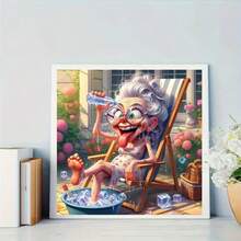 1PC DIY 5D Diamond Painting Kit Cartoon Old Man Pattern - Round Full Diamond Art Mosaic Craft, Home Wall Decor, Unframed - No Frame - View 3