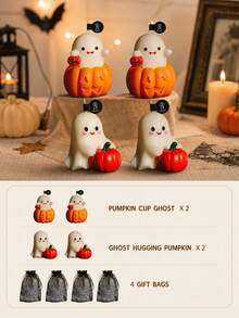 Halloween Scented Candle Set Pumpkin Ghost Candle Cute Cartoon Style Halloween Home Room Decor,Autumn Decor,Halloween Party Gifts For Women Smokeless Cozy Spooky‑Fun Decor Available In 1/2/4 Packs With Halloween Gift Bag - Pumpkin Ghost - View 15