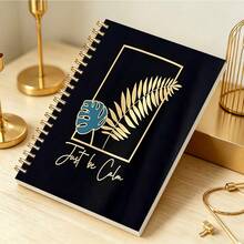 1PC Spiral Notebooks Gold Fern Leaf Blue Turtle Leaf Pattern Notebook Simple Hand Account Classroom Notes Office Meeting Records Portable Notebook, Suitable For Professionals, Students And Office Use - Perfect Gift Choice - 1 - View 4