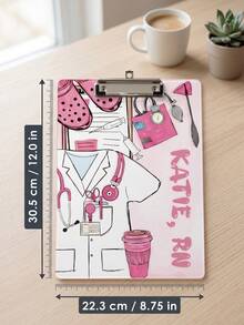 1pc Custom Nurse Name Clipboard, Ideal For Nurses And Healthcare Professionals, A Great Birthday Gift Option, Personalized Folder Featuring Cute Icons, Suitable For Daily Work And Office Use - Multicolor - View 8