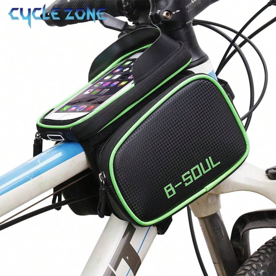 Cycle Zone Bicycle Front Frame Bag Large Capacity Storage Bag Handlebar Bag Front Frame Cap Bag Cycling Storage Bag Touchscreen Phone Bag Touchscreen Head Bag Large Capacity Cycling Bag Waterproof Multi-Function Bag Cycling Accessories Tool Storage - Multicolor - View 1