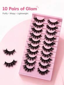 10 Pairs False Eyelashes, Soft Natural Fiber, Long Curly Voluminous, Portable Lightweight, Suitable For Daily Commute Makeup - View 4