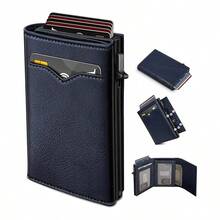 Pop Up Wallet For Men, RFID Blocking Credit Card Holder With Clear ID Window Cash Pocket Slim Business Purse Gift - Multicolor - View 8
