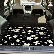 1 buah Alas Bagasi Mobil Motif Bunga Daisy Latar Belakang Hitam, Bahan Serat Poliester Tahan Lama, Perlengkapan Perjalanan Penting, Cocok untuk Berbagai Model Mobil, Aksesori Interior Bagasi Mobil, Karpet Mobil, Hadiah Liburan yang Sempurna - Bunga Daisy - View 5