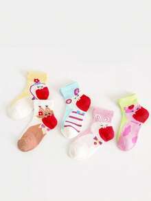 5 Pairs Children's Socks, Sweet Cute Cartoon Rabbit Mid-Calf Socks, Breathable And Comfortable, Suitable For 2-16 Years Old Girls - Multicolor - View 5