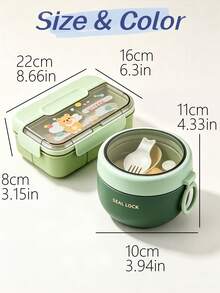 SEAL LOCK Cartoon Lunch Box, Large Capacity Student Campus Meal Box, Compartment Breakfast Bento Box, Fruit Fresh-Keeping Box, Office Worker Weight Loss Meal Box, Suitable For Company, School, Outdoor Picnic Camping Food Storage - Multicolor - View 12