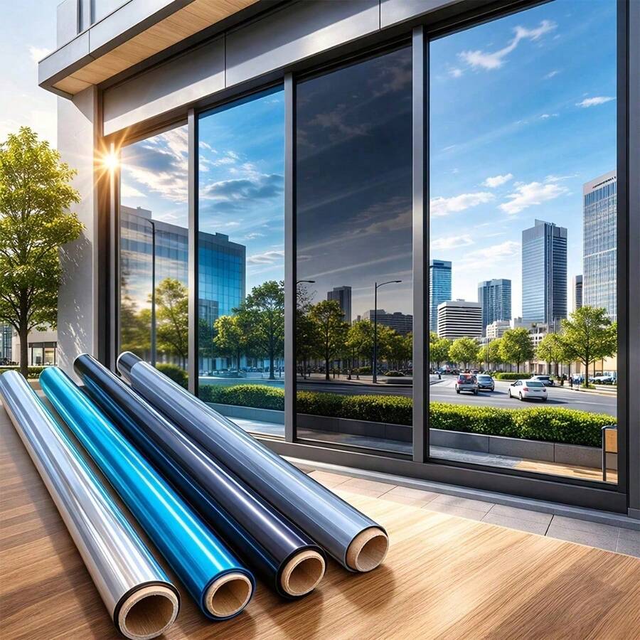 Self-Adhesive Heat Insulation Window Film, UV Protection, Sunshade, Privacy, Heat Insulation, Suitable For Home Office Glass Doors, Removable - 1PC - View 1