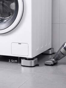 4pcs Anti-Vibration Pads For Washing Machine, Modern Silver Rubber Washer/Dryer Feet Pads, Heavy Duty Shock Absorbing Noise Reduction Pads, Anti-Slip Anti-Shift, Heightening Base Pads, Floor Protection Pads, Suitable For Laundry Room, Refrigerator, Furniture - Other - View 2