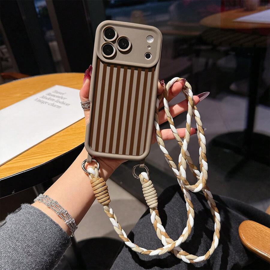 1件條紋圖案棕色防摔手機保護殼,TPU材質,可作為節日禮物,適用於Apple手機Xs/Xsmax/Xr/11 12 13 14 15 16pro/Promax/14 15 16plus/17,男女通用 - 彩色 - 查看 1