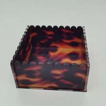 1pc Square Acrylic Tortoise Shell Pattern Storage Box With Lace Opening, Suitable For Storing Keys, Cosmetics, Desktop Sundries And More - Tortoiseshell - View 6