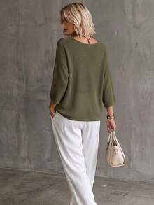 Women's Casual Fashion Round Neck Short Sleeve Knit Tank Top Solid Color Street Style Summer Vacation Set Autumn - Green - View 7