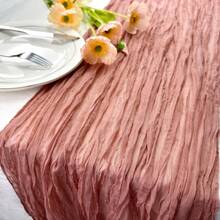 1pc Cheesecloth Table Runner, Semi-Transparent Gauze Tablecloth, Bohemian Or Rustic Style Wedding Table Decor, Suitable For Wedding Decoration, Arch Drapery, Bridal Shower, Holiday Party Decor - Multicolor - View 51