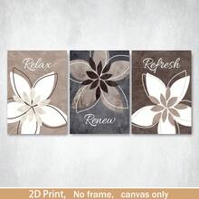 3-Piece Set Inspirational Floral Canvas Art - "Relax, Renew, Rebirth", Unframed Canvas Poster - Modern Minimalist Style, Suitable For Living Room, Bedroom, Home Office - Waterproof High-Quality Canvas, Canvas Wall Art - A - View 1
