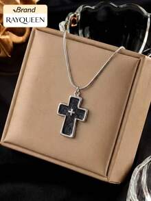 RAYQUEEN 1pc Stainless Steel Vintage Cross Pendant Necklace, 3 Colors, Personalized For Women, Suitable For Daily Wear - necklace - View 11