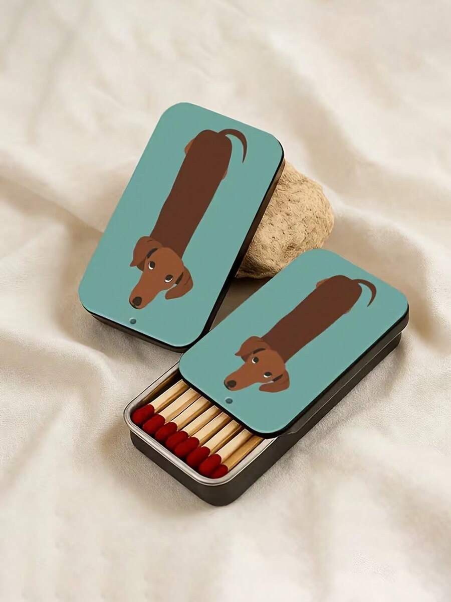 Mini Jewelry Storage Box With Fishbone Divider, Snap Closure Portable Jewelry Box, Inverted Dachshund Metal Matchbox, Easy To Carry Vintage Design, Multi-Functional Decorative Storage Box, Partitioned Storage For Earrings, Rings, Necklaces, Suitable For Commuting, Short Trips, Dorm Desk, Vanity Organization, Ideal For Delicate Girls, Students, Jewelry Lovers - Multicolor - View 1