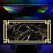 Luckybutterfly 1PC Black Gold Marble Large Mouse Pad, Luxury Geometric Border Non‑Slip Extended Desk Mat For Gaming Office Laptop Keyboard Decor - Black and White - View 6