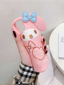 SANRIO Cartoon 3D Rabbit Heart Bow Phone Case, Shockproof Silicone Protective Cover, Compatible With Apple 17/17Air/17Pro/17Promax, 16/16Plus/16Pro/16Promax, 15/15Plus/15Pro/15Promax, 14/14Plus/14Pro/14Promax, 13/13Pro/13Promax, 12/12Pro/12Promax, 11/11Pro Max, XR/XSMAX, 7P/8P, 7/8/SE, Dust-Proof, Popular Style - Pink - View 4