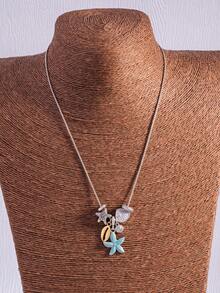 Ocean Style Multi-Pendant Necklace, Beach Vacation Vibe Clavicle Chain - Multicolor - View 5