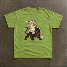 [Graphic Tee] 100% Cotton Jungle Fury Graphic Tee – Wild Jungle Aesthetic Unisex Streetwear Shirt, Spring Tops,  Summer/Autumn Short Sleeves Camiseta - 綠色 - 查看 4