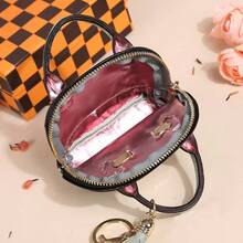 1pc Semi-Circle Mini Coin Purse, Portable Coin Bag With Premium Lock Decor, Smooth Zipper Closure, Tassel Charm, Keychain For Hanging, Daily Storage For Coins, Cards And Car Keys - Multicolor - View 4