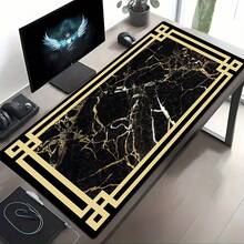 Luckybutterfly 1PC Black Gold Marble Large Mouse Pad, Luxury Geometric Border Non‑Slip Extended Desk Mat For Gaming Office Laptop Keyboard Decor - Black and White - View 9