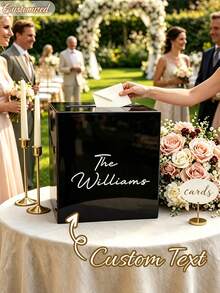Personalized Acrylic Wedding Card Box, Customizable Name, Acrylic Rustic Classic Bohemian Style Wedding Decor Storage Box, Elegant Desktop Decoration, Suitable For Wedding Reception, Birthday, Anniversary And Graduation Party - Multicolor - View 10