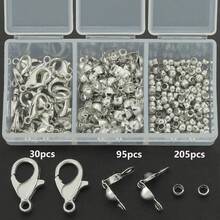 330pcs/Box DIY Jewelry Accessories, Includes 30 Lobster Clasps, 95 Embossed Caps And 205 Spacer Beads, Suitable For Weaving, Beading, Jewelry Making - Accessory Set (330 Pieces)/box - View 11