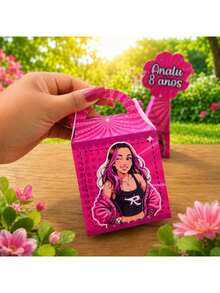 KIT 20 unidades  FESTA EMILLY VICK GRUPO DOS ROSA | CAIXINHA PERSONALIZADA COM NOME E IDADE | PEGUE E MONTE - 20 unidades - Visão 3