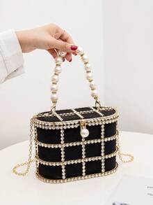 Diamond Metal Clutch Bag - Black - View 11
