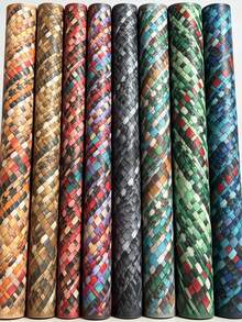 1 Roll PU Leather Fabric, Multi-Color Mixed Effect Artificial Leather Material, Suitable For Bags, Home Decor, Shoes, Belts And DIY Handicrafts (Asymmetrical Pattern Arrangement) - Colorful Version - View 8