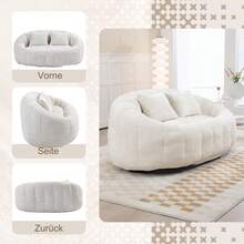 Bean Bag Sofa - Beige Chenille, Comfortable Accent Chair For Home And Outdoor Use - 米色 - 查看 5