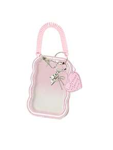 Wavy Edge Transparent Acrylic Card Holder, Y2K Style, With Phone Charm Heart Cat Bow Pendant, Card Holder Accessories, DIY Card Storage Case, Fits Idol Photos, Custom Printed Cards, School ID Cards, Access Cards, ID Cards, Work Badges And Metro Cards, Outer Wavy Asymmetric Frame, For Students And Idol Fans To Decorate Their Cards, Keychains, Backpack Charms, Back To School Essential, Ideal Gift For Girls (Card Paper Not Included) - Multicolor - View 12