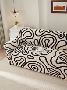 1PC Artistic Abstract Swirl Pattern Cationic Carved Texture Sofa Cover, Full Stretch Sofa Protector, Home Sofa Anti-Dirt Anti-Dust Cover, Machine Washable And Dry Cleanable, Suitable For 1/2/3/4 Seater Sofas, Autumn/Winter Style - Multicolor - View 7