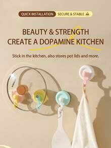KOEMO 4pcs Strong Suction Cup Hooks - Suitable For Bathroom And Bedroom Storage - Sturdy And Stable, No Drilling Required, Easy Installation, High Load Capacity, Multi-Functional Wall Storage Hooks - View 3