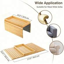 1pc Foldable Bamboo Armrest Tray, Suitable For Sofa, No Assembly Required. Equipped With Non-Slip Cup Holder And Non-Slip Pad On The Back, Suitable For Living Room, Bedroom And Office Use, Can Hold Phone, Snacks And Remote Control. - Multicolor - View 8