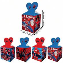 1set/12pcs Hero Style Heart-Shaped Premium Paper Candy Gift Boxes, Foldable Decorative Gift Boxes, Square Paper Gift Boxes For Snack And Candy Packaging, Ideal For Birthday Celebrations, Theme Home Parties, Indoor Gatherings, Costume Theme Events, Table Centerpiece Decoration, Giveaways And Holiday Party Atmosphere Decor - Multicolor - View 6