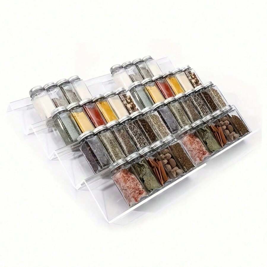 4pcs Transparent Spice Drawer Organizer, Drawer Spice Rack, Kitchen Spice Storage Box And Drawer Storage (Without Jars) Cabinet Organizer - Multicolor - View 1