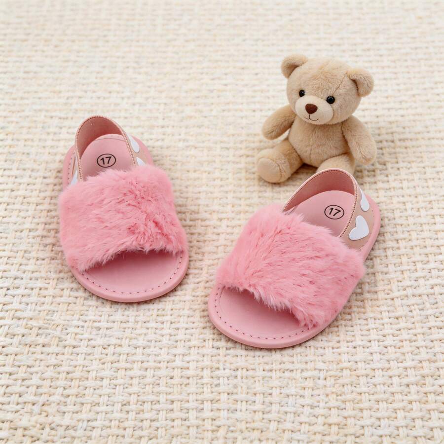RABEISIR Spring/Summer Infant Girl Pre-Walker Shoes, Infant Plush Slippers 3-18 Months, Indoor - Baby Pink - View 1