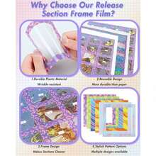 1/4/6/10pcs Reusable Diamond Painting Segmented Frame Film, 12/18/30pcs Non-Stick Release Paper, Suitable For Diamond Painting Enthusiasts, 10*10cm Diamond Painting Segmented Accessory Tool, Gradient Rainbow Color - A - View 3