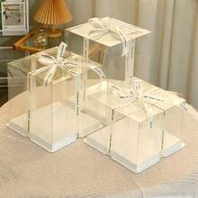 Transparent Gift Box, Gift Packaging Box Suitable For Party Gifts, Birthday, Wedding, Christmas, Mother's Day, Thanksgiving, Graduation Season, Gift Box, Bouquet, Dust-Proof Display, Home Decor, Includes 1 Random Ribbon - Multicolor - View 3