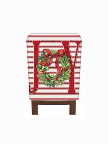 6pcs Dokriy Polyester Christmas Chair Covers - Elastic Stretch Closure, Red And Striped, With Snowman, Tree, Santa Claus, Let It Snow Design, Machine Washable, Suitable For Dining Room, Kitchen, Home Party Decoration, Christmas Chair Covers - A - View 12