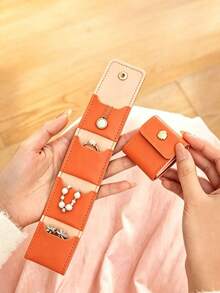 1 buah, Dompet Wanita Lipat, Tempat Perhiasan, Dompet Koin, Organizer Anting dan Kalung untuk Perjalanan, Tas Penyimpanan Kancing Mini, 4 Kompartemen, untuk Perjalanan Sehari-hari - MultiWarna - View 4